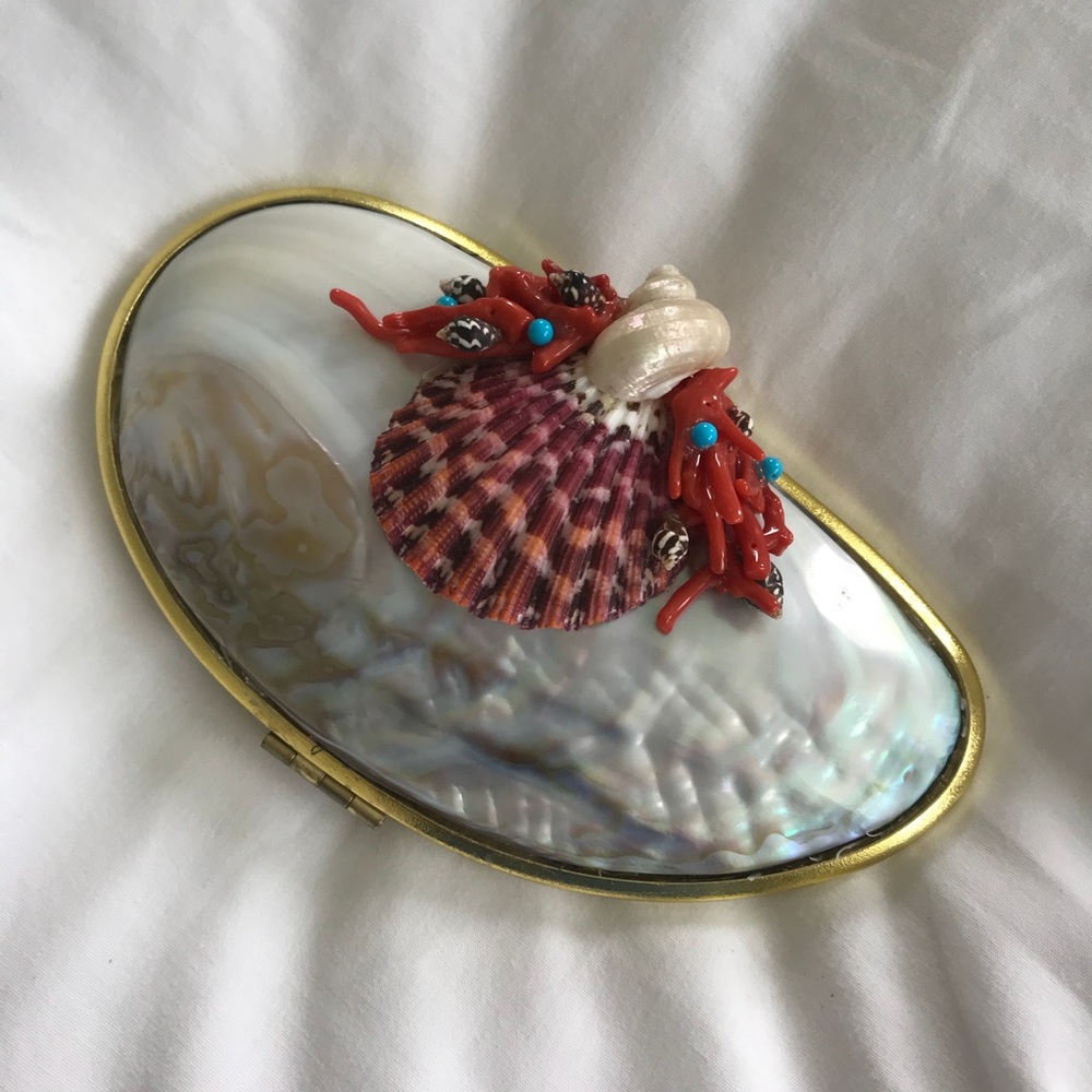 coral shell evening clutch Palm Beach